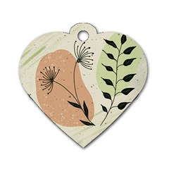 Flora Floral Flower Nature Plant Doodle Dog Tag Heart (one Side)