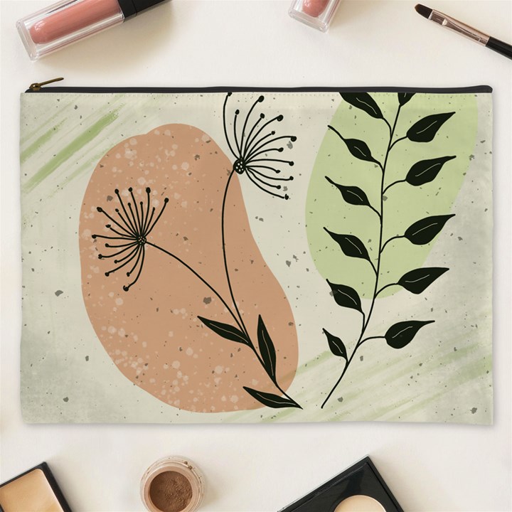 Flora Floral Flower Nature Plant Doodle Cosmetic Bag (XXXL)