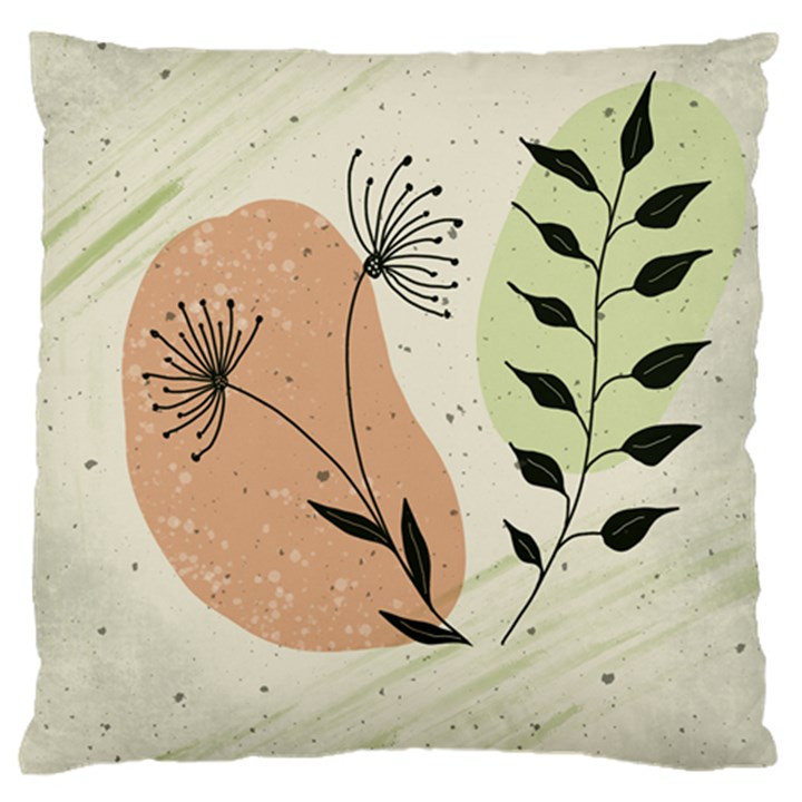 Flora Floral Flower Nature Plant Doodle Large Premium Plush Fleece Cushion Case (One Side)