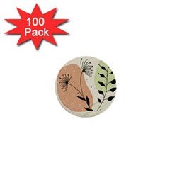 Flora Floral Flower Nature Plant Doodle 1  Mini Buttons (100 Pack) 