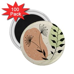 Flora Floral Flower Nature Plant Doodle 2 25  Magnets (100 Pack) 