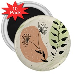 Flora Floral Flower Nature Plant Doodle 3  Magnets (10 Pack) 