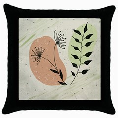 Flora Floral Flower Nature Plant Doodle Throw Pillow Case (black)