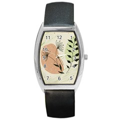 Flora Floral Flower Nature Plant Doodle Barrel Style Metal Watch