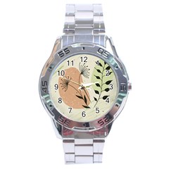 Flora Floral Flower Nature Plant Doodle Stainless Steel Analogue Watch