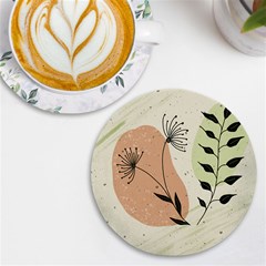 Flora Floral Flower Nature Plant Doodle Uv Print Round Tile Coaster by Maspions