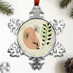 Flora Floral Flower Nature Plant Doodle Metal Small Snowflake Ornament