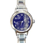 Flower Nature Abstract Art Round Italian Charm Watch Front