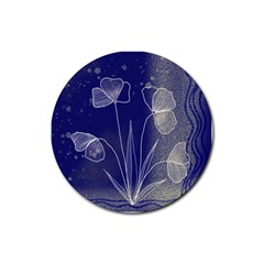 Flower Nature Abstract Art Rubber Round Coaster (4 Pack)