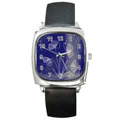 Flower Nature Abstract Art Square Metal Watch