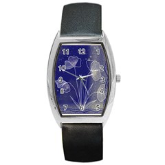 Flower Nature Abstract Art Barrel Style Metal Watch