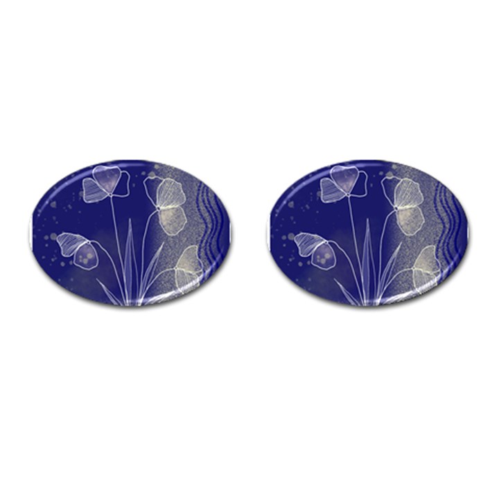 Flower Nature Abstract Art Cufflinks (Oval)