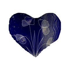 Flower Nature Abstract Art Standard 16  Premium Flano Heart Shape Cushions