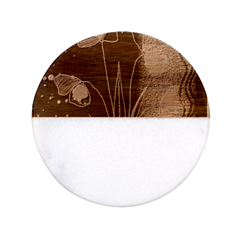 Flower Nature Abstract Art Classic Marble Wood Coaster (round)  by Maspions