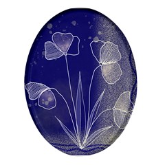 Flower Nature Abstract Art Oval Glass Fridge Magnet (4 Pack)