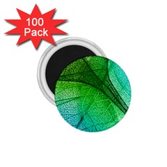 3d Leaves Texture Sheet Blue Green 1 75  Magnets (100 Pack)  by Cemarart