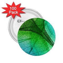 3d Leaves Texture Sheet Blue Green 2 25  Buttons (100 Pack)  by Cemarart