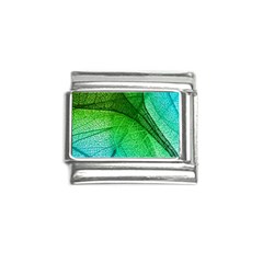 3d Leaves Texture Sheet Blue Green Italian Charm (9mm) by Cemarart