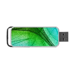 3d Leaves Texture Sheet Blue Green Portable Usb Flash (two Sides) by Cemarart