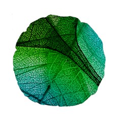 3d Leaves Texture Sheet Blue Green Standard 15  Premium Round Cushions by Cemarart