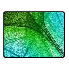 3d Leaves Texture Sheet Blue Green Two Sides Fleece Blanket (small) by Cemarart