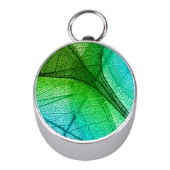 3d Leaves Texture Sheet Blue Green Mini Silver Compasses by Cemarart