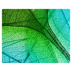 3d Leaves Texture Sheet Blue Green Two Sides Premium Plush Fleece Blanket (teen Size) by Cemarart