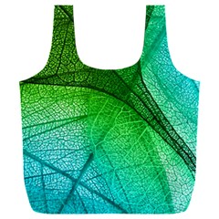 3d Leaves Texture Sheet Blue Green Full Print Recycle Bag (xxxl) by Cemarart