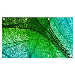 3d Leaves Texture Sheet Blue Green Banner And Sign 7  X 4  by Cemarart