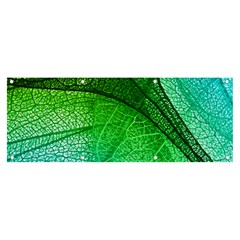 3d Leaves Texture Sheet Blue Green Banner And Sign 8  X 3  by Cemarart