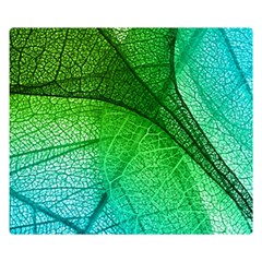 3d Leaves Texture Sheet Blue Green Premium Plush Fleece Blanket (small)