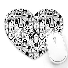 Seamless Pattern With Black White Doodle Dogs Heart Mousepad by Grandong