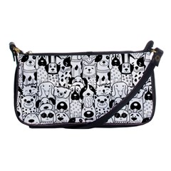 Seamless Pattern With Black White Doodle Dogs Shoulder Clutch Bag by Grandong