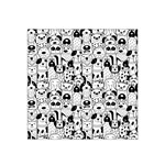 Seamless Pattern With Black White Doodle Dogs Satin Bandana Scarf 22  x 22  Front