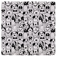 Seamless Pattern With Black White Doodle Dogs Uv Print Square Tile Coaster  by Grandong