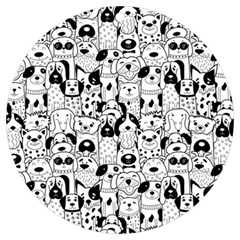 Seamless Pattern With Black White Doodle Dogs Uv Print Acrylic Ornament Round by Grandong