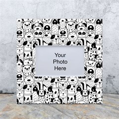 Seamless Pattern With Black White Doodle Dogs White Box Photo Frame 4  X 6  by Grandong