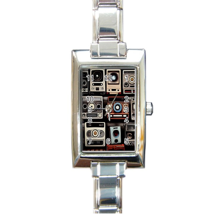 Retro Cameras Old Vintage Antique Technology Wallpaper Retrospective Rectangle Italian Charm Watch