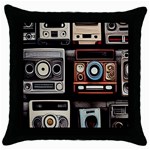 Retro Cameras Old Vintage Antique Technology Wallpaper Retrospective Throw Pillow Case (Black) Front