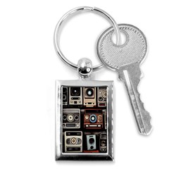 Retro Cameras Old Vintage Antique Technology Wallpaper Retrospective Key Chain (rectangle) by Grandong