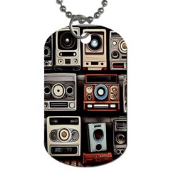 Retro Cameras Old Vintage Antique Technology Wallpaper Retrospective Dog Tag (two Sides) by Grandong