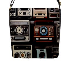 Retro Cameras Old Vintage Antique Technology Wallpaper Retrospective Flap Closure Messenger Bag (l) by Grandong