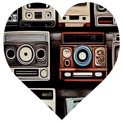 Retro Cameras Old Vintage Antique Technology Wallpaper Retrospective Wooden Puzzle Heart by Grandong