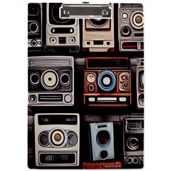 Retro Cameras Old Vintage Antique Technology Wallpaper Retrospective A4 Acrylic Clipboard by Grandong