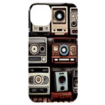 Retro Cameras Old Vintage Antique Technology Wallpaper Retrospective iPhone 14 Plus Black UV Print Case Front