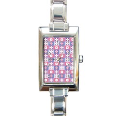 Flower Art Pattern Geometric Rectangle Italian Charm Watch by Maspions