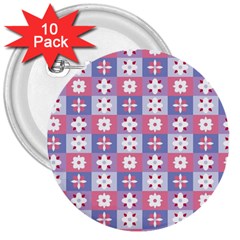 Flower Art Pattern Geometric 3  Buttons (10 Pack) 