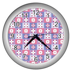 Flower Art Pattern Geometric Wall Clock (silver)