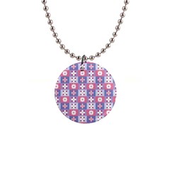 Flower Art Pattern Geometric 1  Button Necklace by Maspions