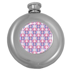 Flower Art Pattern Geometric Round Hip Flask (5 Oz)